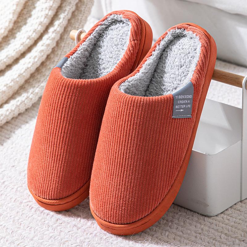 Cotton Slippers Women Mens Couple's Solid Color Autumn and Winter Family Slippers Warm Indoor Slippers for Men Comfort