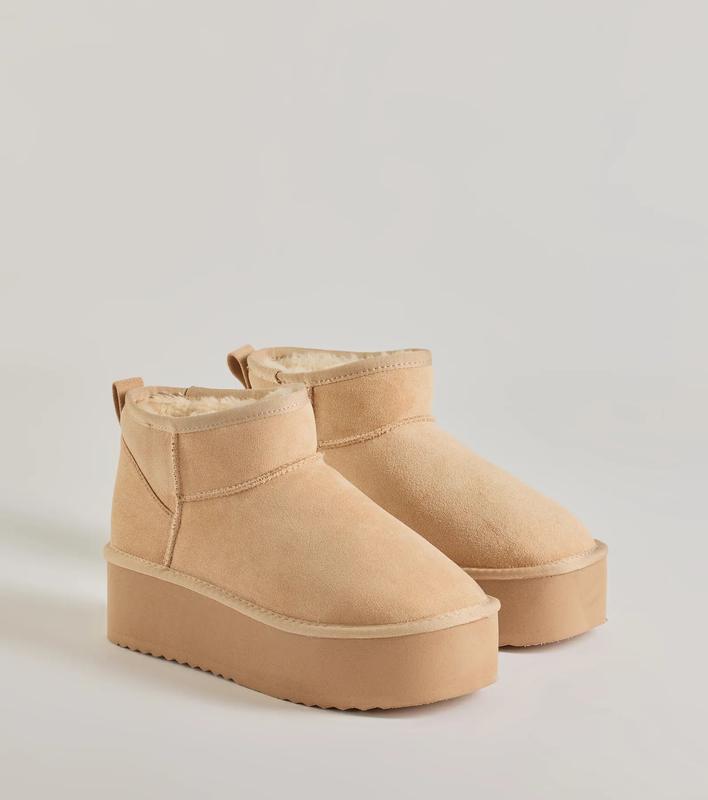 Cozy Feels Faux Sherpa Lined Platform Booties