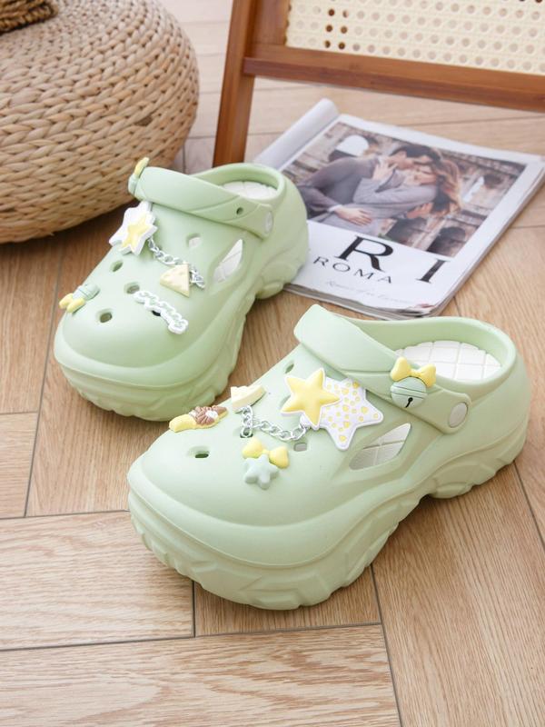 Cute Star & Bunny Design Chunky Vented Clog for Women, Soft Back To School Non-slip Sandal, Chunky Vented Classic Clogs for Daily, 2024 Summer Trendy Shoes