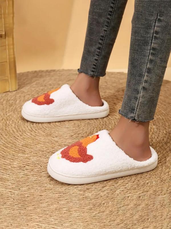 Women's Cute Cartoon Chicken Design Plush Slippers, Casual Soft Comfortable Home Slippers, Warm Slippers for Indoor & Outdoor Use for Fall & Winter