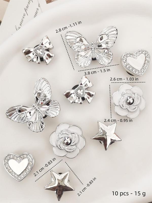 Cute Bow & Flower  Heart & Star Shaped Shoe Charms, Fashionable Shoe Buckles, Diy Shoes Decorations for Women & Girls, Removable Shoes Accessories (shoes Not Included), for Fall Outfits Fall Freshness