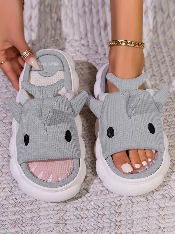 Women's Cute Cartoon Shark Design Slippers, 1 Pair Casual Soft Novelty Home Slippers for Indoor and Outdoor Wear, Trendy Soft Comfortable Home Slippers for Daily Wear