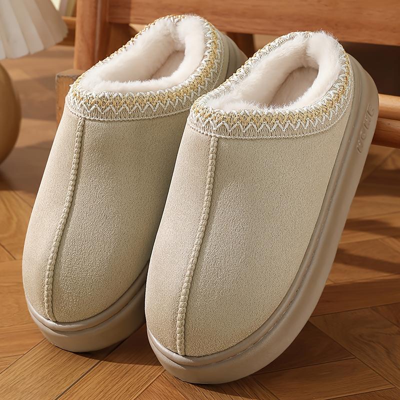 Men's and Women's Casual Plaid Slippers-Solid Color Cotton Lining-Warm and Lightweight Eva Sole Indoor Slippers-All Season Comfortable and Non-Slip Platform-Easy to Clean