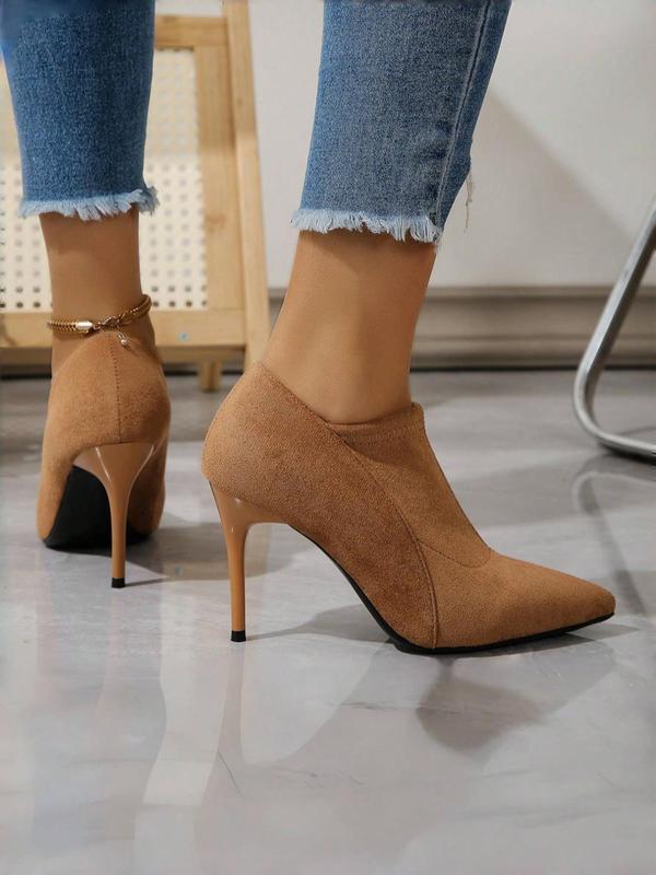 Women's Fashionable Solid Color Pointed Toe Ankle Boots, Elegant Stiletto Heeled Boots for Daily Wear, Female All-match Trend Shoes for Daily Wear