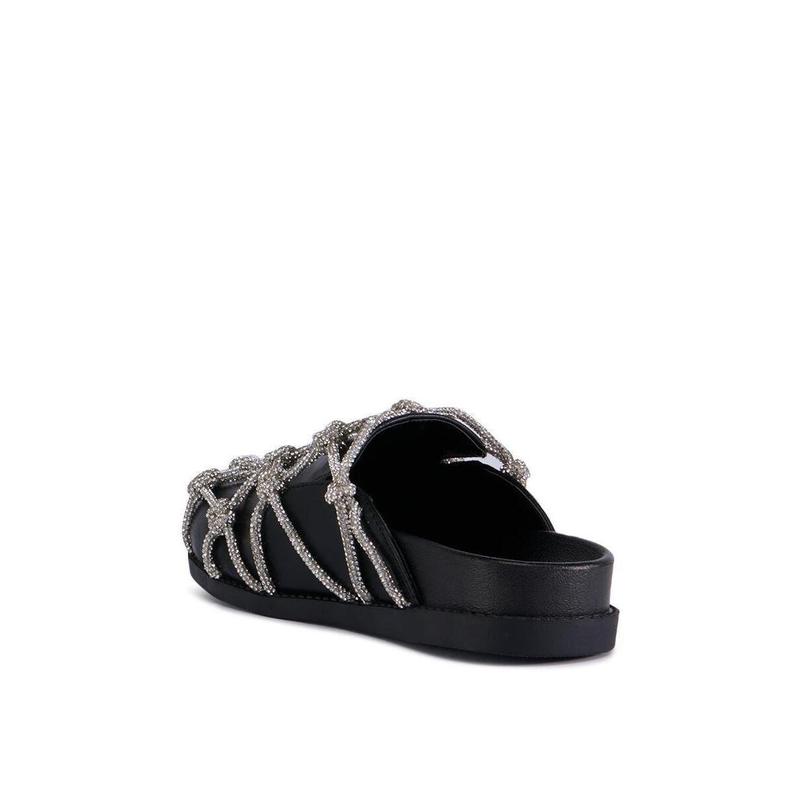 AZALEA WANG SHYLAH BLACK DIAMOND ROPE NETTED FLAT