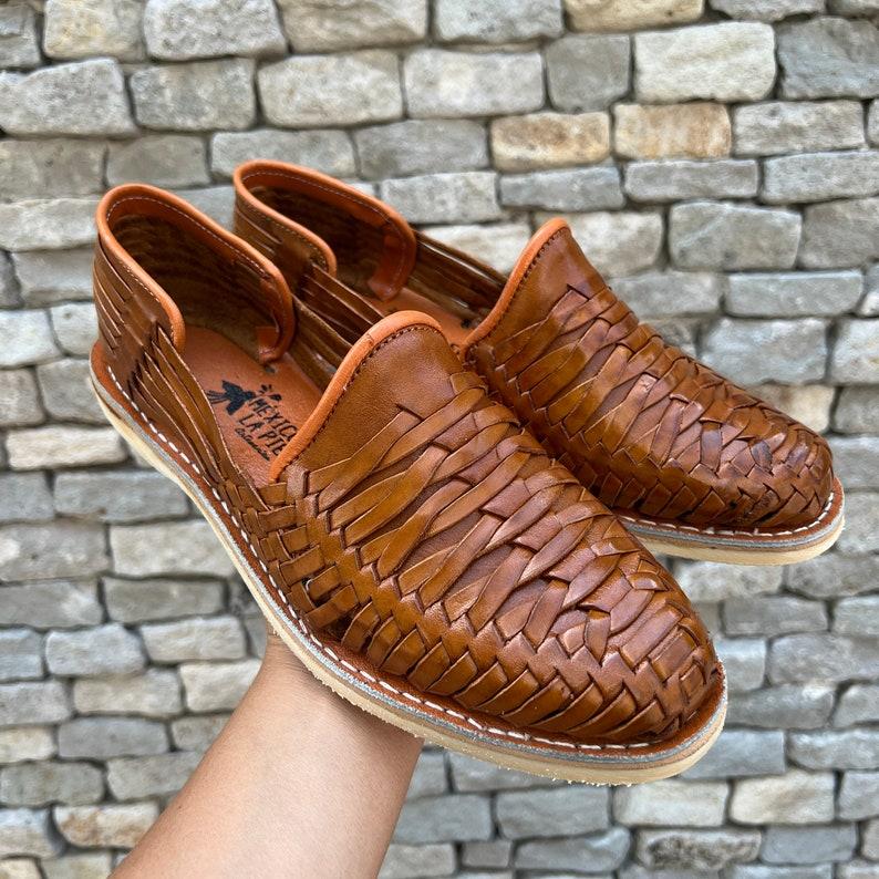 Mens BLUE SLIP ON Huarache Shoes. Mexican Gifts. Mexican Leather Huarache. Mexican Huarache. Men's Fashion Sandal.