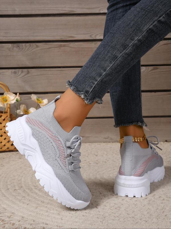 Women's Fashionable Lace Up Low Top Sneakers, Casual Comfortable Breathable Mesh Sports Running Shoes, All-match Round Toe Sneakers for Daily Wear