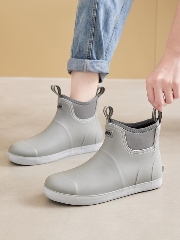 Men's Casual Solid Color Ankle Rain Boots, Fashionable Warm Rain Boots for Kitchen, Garden, Outdoor, Non-slip Shoes for Men