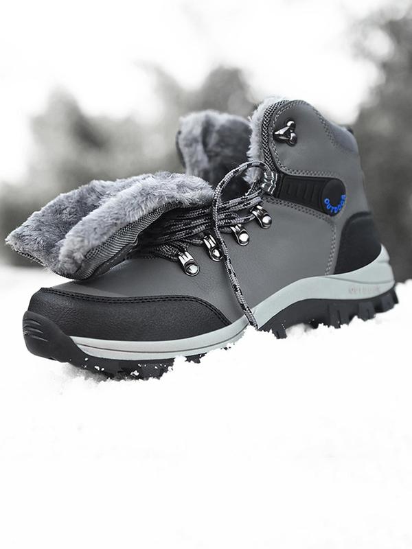 Men's Waterproof Non-slip Warm Snow Boots, Casual Outdoor Hiking Boots, Male All-match Round Toe Ankle Boots for Fall & Winter