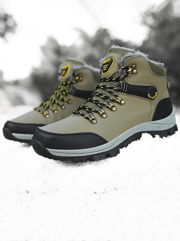 Men's Waterproof Non-slip Warm Snow Boots, Casual Outdoor Hiking Boots, Male All-match Round Toe Ankle Boots for Fall & Winter