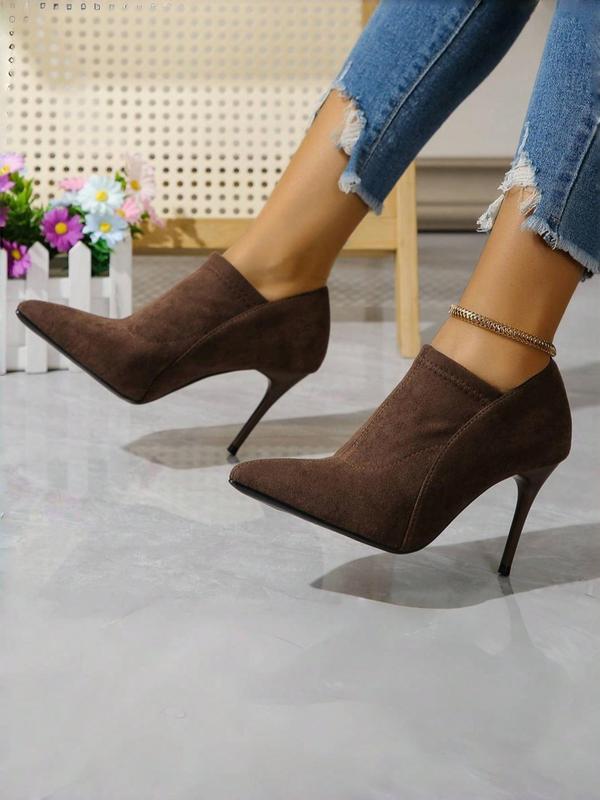 Women's Fashionable Solid Color Pointed Toe Ankle Boots, Elegant Stiletto Heeled Boots for Daily Wear, Female All-match Trend Shoes for Daily Wear