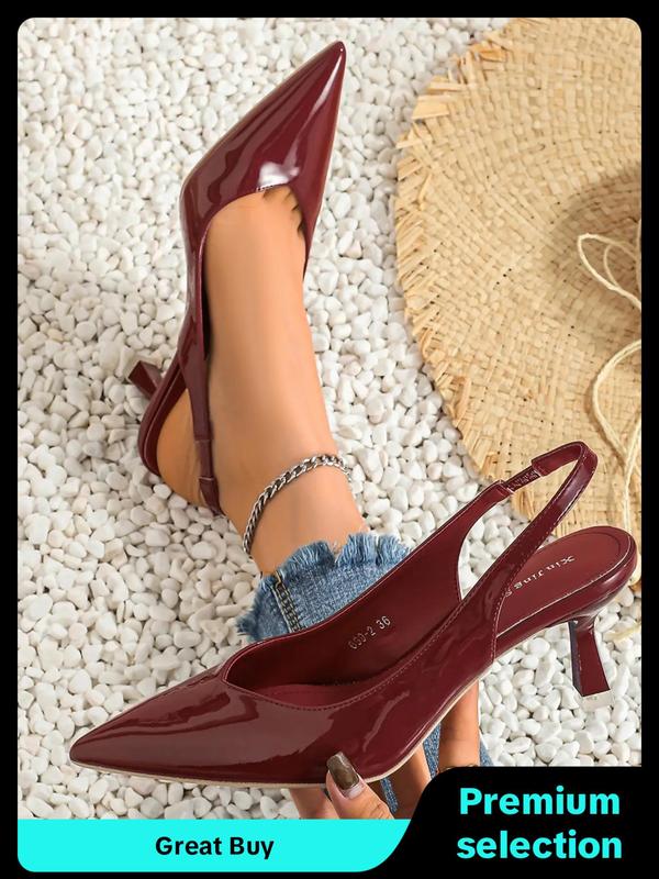 Summer Minimalist Slingback Pumps, Elegant Solid Color Stylish Stiletto High Heels, Comfort Pointed Toe Sandals, 2024 Summer Back To School Footwear, Heels for Women Office Siren Outfit