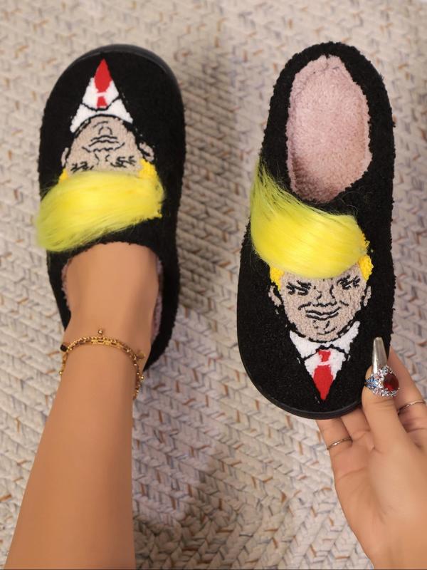 Women's Cartoon Face Slippers, Casual Soft Comfortable Home Slippers, Warm Slippers for Indoor & Outdoor Use for Fall & Winter