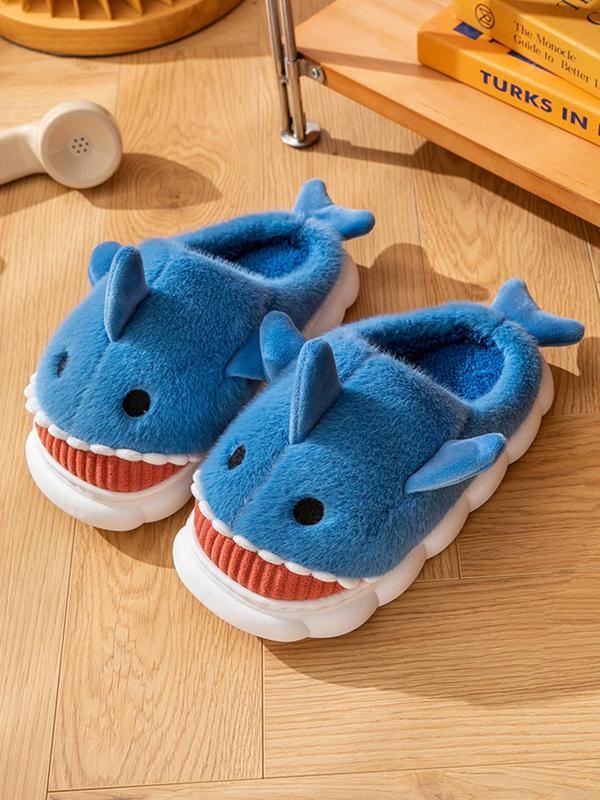 Women's Cute Cartoon Shark Design Fluffy Plush Slippers, Non-slip Warm Bedroom Slippers Shoes, Fashion Women's Platform Home Slippers for Fall & Winter Wear