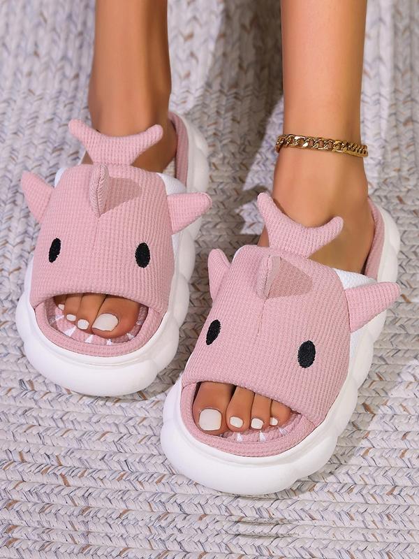 Women's Cute Cartoon Shark Design Slippers, 1 Pair Casual Soft Novelty Home Slippers for Indoor and Outdoor Wear, Trendy Soft Comfortable Home Slippers for Daily Wear