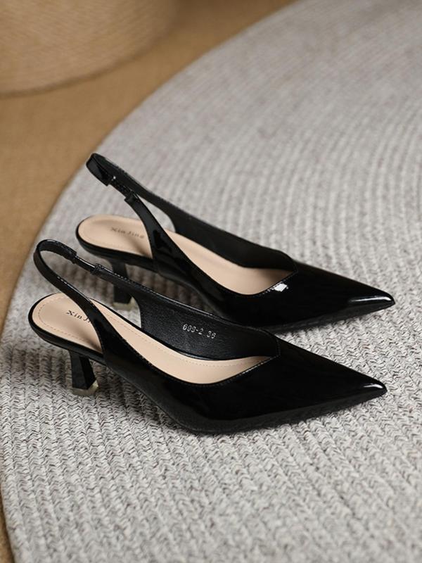 Summer Minimalist Slingback Pumps, Elegant Solid Color Stylish Stiletto High Heels, Comfort Pointed Toe Sandals, 2024 Summer Back To School Footwear, Heels for Women Office Siren Outfit