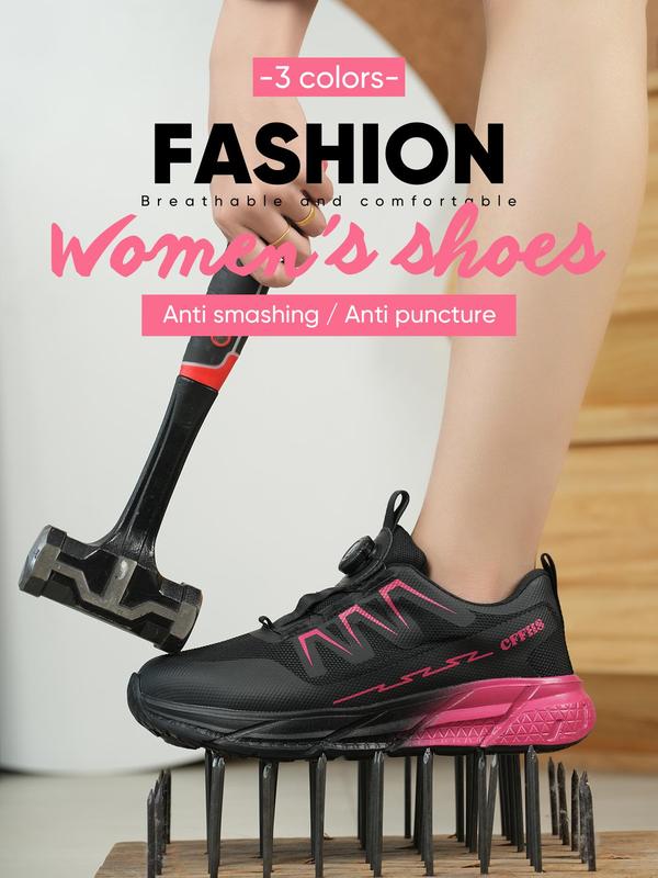 Women's Colorblock Shoe Swivel Buckle Safety Shoes, Casual Comfortable Breathable Anti-slip Walking Shoes for Work, Fashionable Footwear Shoes for Trainer Daily Wear, Fall Outfits, Fall Freshness 2024 Fall Shoes