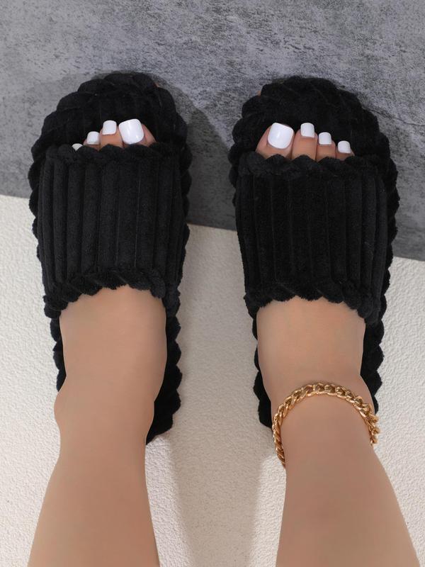 Women's Fall & Winter Stylish Cute Fluffy House Slippers Shoes for Galentinesparty, Trendy Soft Comfy Non-slip Warm Fuzzy Slippers, Minimalist Plain Color Slippers for Women Fluffy Slippers