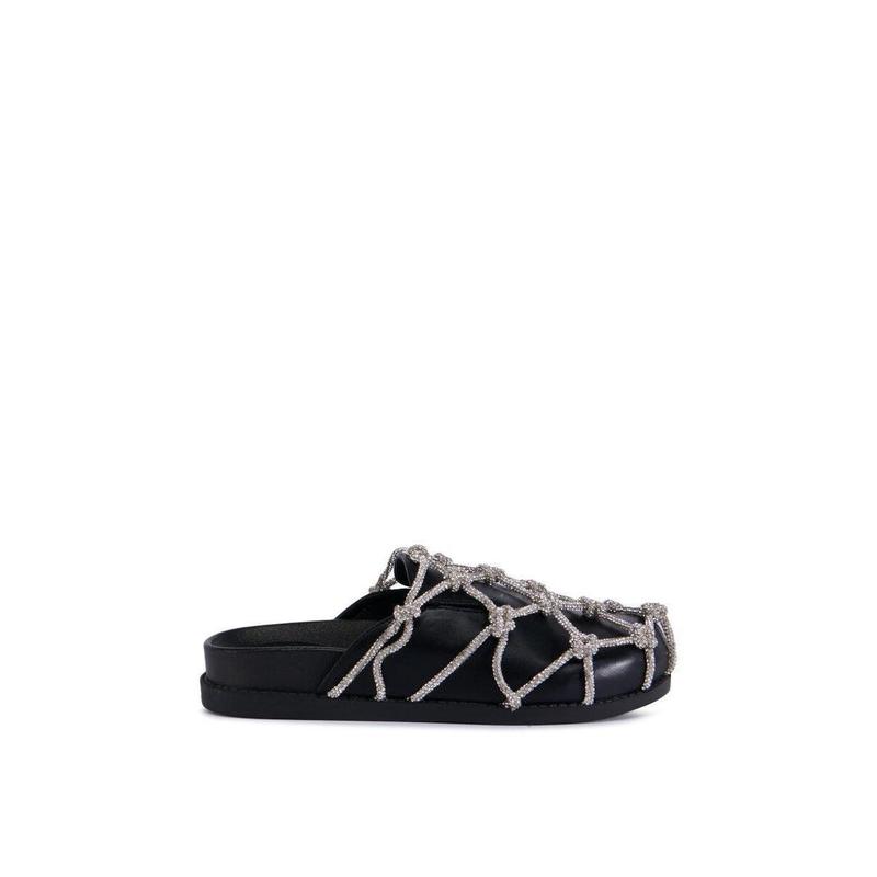 AZALEA WANG SHYLAH BLACK DIAMOND ROPE NETTED FLAT