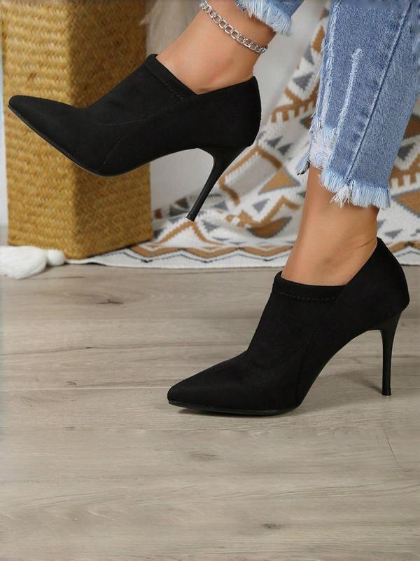 Women's Fashionable Solid Color Pointed Toe Ankle Boots, Elegant Stiletto Heeled Boots for Daily Wear, Female All-match Trend Shoes for Daily Wear