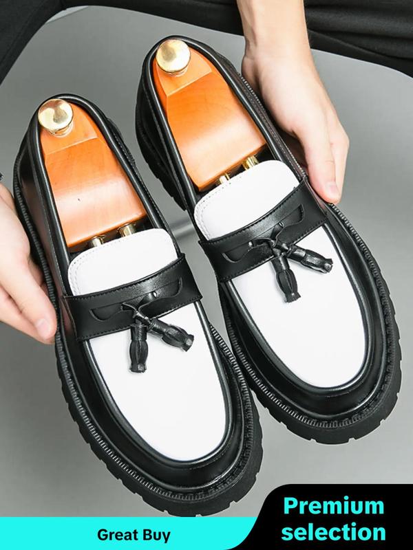 Men's Business Colorblock Tassel Design Loafers, Fashionable Comfortable Slip-on Shoes for Daily Wear, Lightweight Breathable Shoes for All Seasons