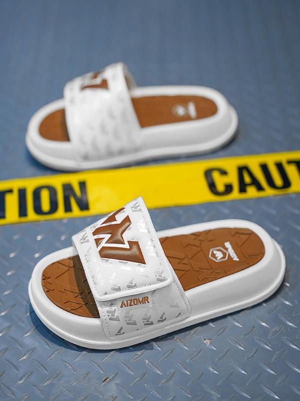 Men's Letter Pattern Slides, Casual Comfortable Non-slip Slippers for Beach, Fashionable Slippers for Indoor & Outdoor Wear