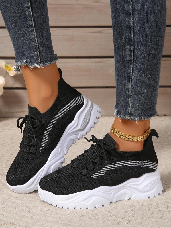 Women's Fashionable Lace Up Low Top Sneakers, Casual Comfortable Breathable Mesh Sports Running Shoes, All-match Round Toe Sneakers for Daily Wear