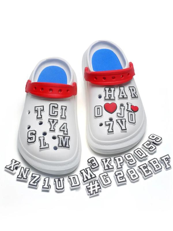 Cute Kawaii Random Letter Design Pvc Soft Rubber Shoes Decoration, Diy Clogs Slippers Decoration for Crocs, Shoe Charms, Aesthetic Shoe Decoration Charms