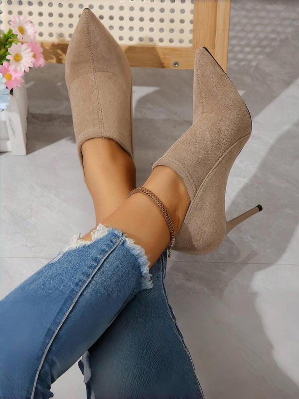 Women's Fashionable Solid Color Pointed Toe Ankle Boots, Elegant Stiletto Heeled Boots for Daily Wear, Female All-match Trend Shoes for Daily Wear