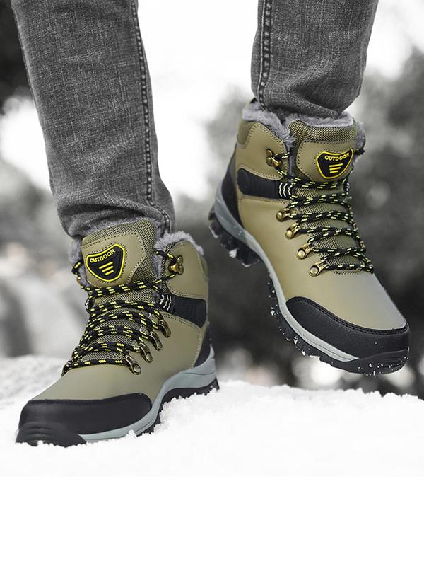 Men's Waterproof Non-slip Warm Snow Boots, Casual Outdoor Hiking Boots, Male All-match Round Toe Ankle Boots for Fall & Winter