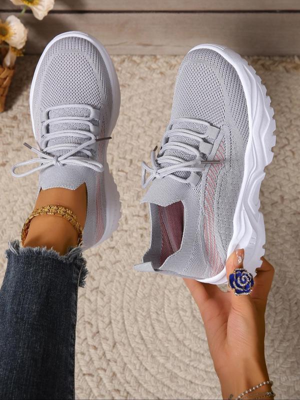 Women's Fashionable Lace Up Low Top Sneakers, Casual Comfortable Breathable Mesh Sports Running Shoes, All-match Round Toe Sneakers for Daily Wear