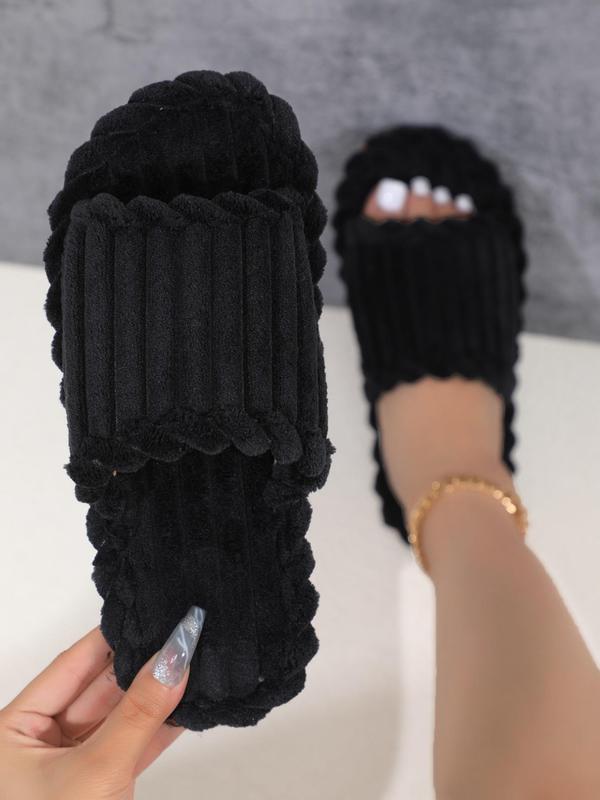 Women's Fall & Winter Stylish Cute Fluffy House Slippers Shoes for Galentinesparty, Trendy Soft Comfy Non-slip Warm Fuzzy Slippers, Minimalist Plain Color Slippers for Women Fluffy Slippers