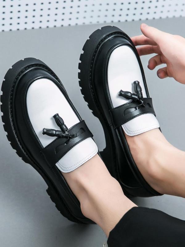 Men's Business Colorblock Tassel Design Loafers, Fashionable Comfortable Slip-on Shoes for Daily Wear, Lightweight Breathable Shoes for All Seasons