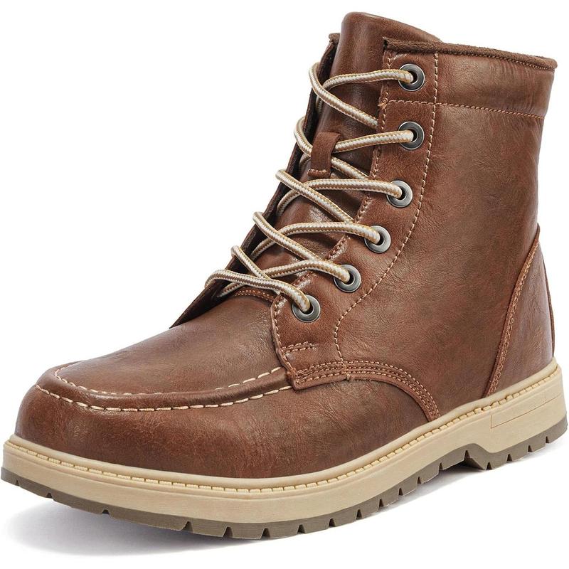 Men's Work Boots Soft Toe Industrial Construction Boots Comfortable Water Resistant Casual Boots with Moc Toe Rubber Sole