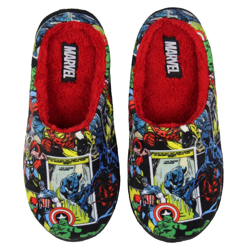 Marvel Avengers Retro Comic Strip Fleece Lined Foam Slippers For Men For Women, House Slippers for Indoors and Outdoor