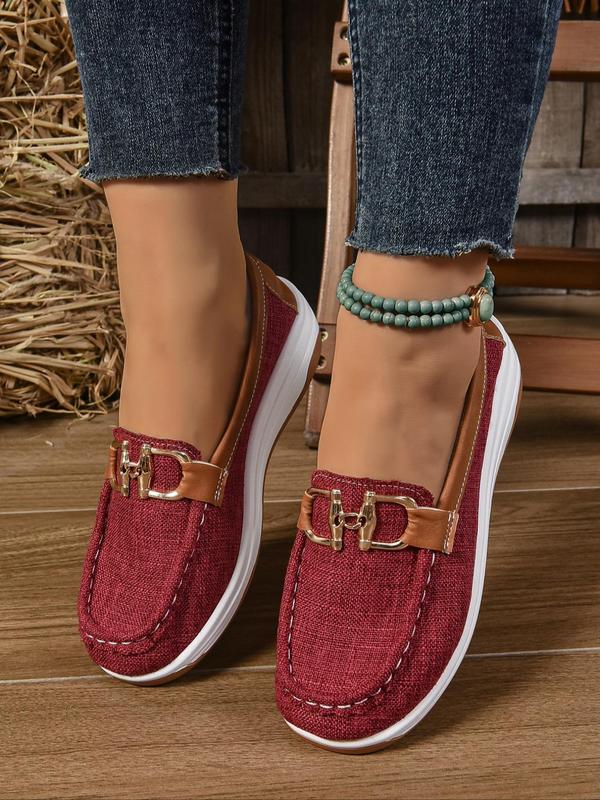 Women's Fashionable Houndstooth Pattern Buckle Design Slip on Loafers, Casual Comfortable Soft Sole Shoes for Daily Wear, Female All-match Round Toe Shoes for Daily Wear