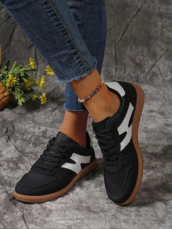 Women's Fashionable Colorblock Patched Design Lace Up Low Top Sneakers, Casual Comfortable Sports Running Shoes, All-match Basic Shoes for Daily Wear