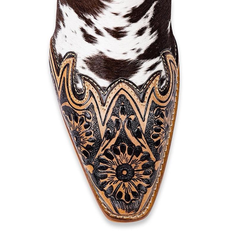 Margie Women's Hair-on Hide Boots with Hand-Tooled Leather and Southwest-Inspired Medallion - Girl, Footwear