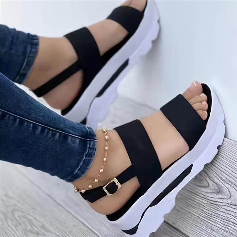 Open Toe Shoes Summer Women Non Slip Durable Women's Sandals Wedges Basic Buckle Sandals Women Zapatos De Mujer Footwear Walking Shoes Girl Comfort