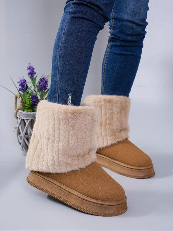 Women's Fashionable Warm Fluffy Snow Boots, Casual Comfortable Ankle Boots for Fall & Winter, Female All-match Round Toe Shoes for Daily Wear Winter Boots