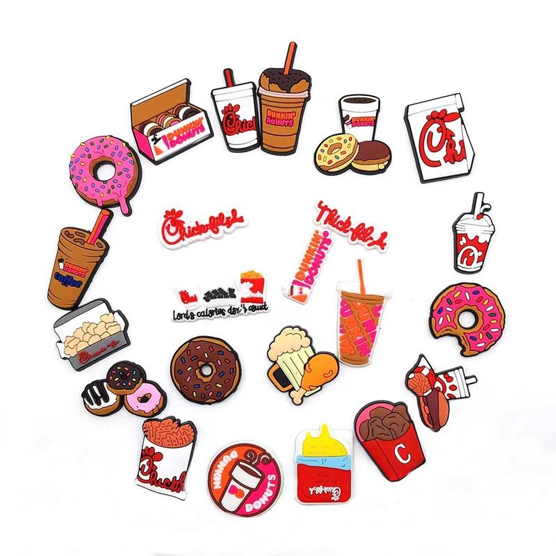 23 Pcs Donuts Charms for Clog Shoes Decoration, Sweet Cake Charms Accessories for Adult Footwear Comfort Water Proof Bedroom Bridal Knee Parent