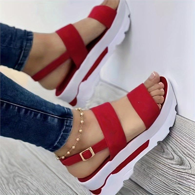 Open Toe Shoes Summer Women Non Slip Durable Women's Sandals Wedges Basic Buckle Sandals Women Zapatos De Mujer Footwear Walking Shoes Girl Comfort