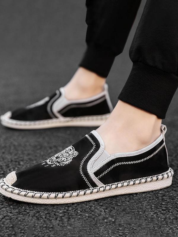 Men's Tiger Embroidery Slip on Walking Shoes, Casual Comfortable Breathable Lightweight Sports Shoes, Fashionable Sneakers for Daily Wear