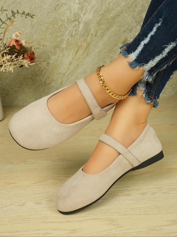 Women's Fashionable Solid Color Round Toe Flat Shoes, Casual Comfortable Velcro Design Shoes for Daily Wear, Lightweight Breathable Shoes for All Seasons