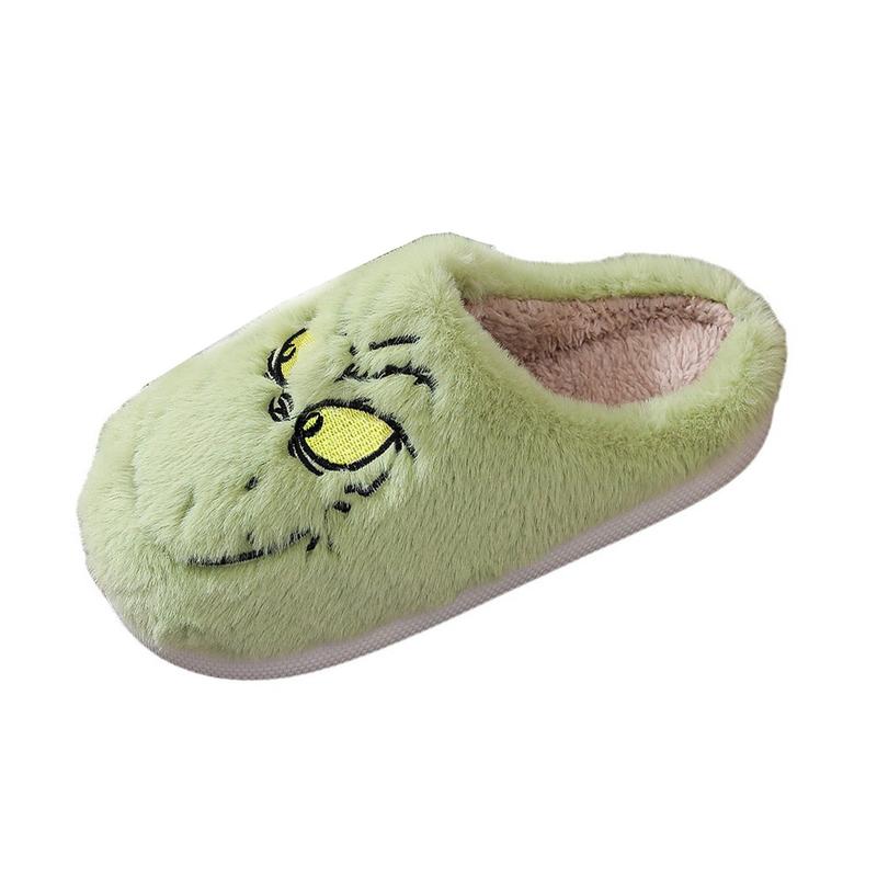 Grinch Slippers for Adults & Kids Women Men – Cozy Fuzzy Plush Holiday Slippers with Non-Slip Sole – Perfect Christmas Gift Footwear Shoe