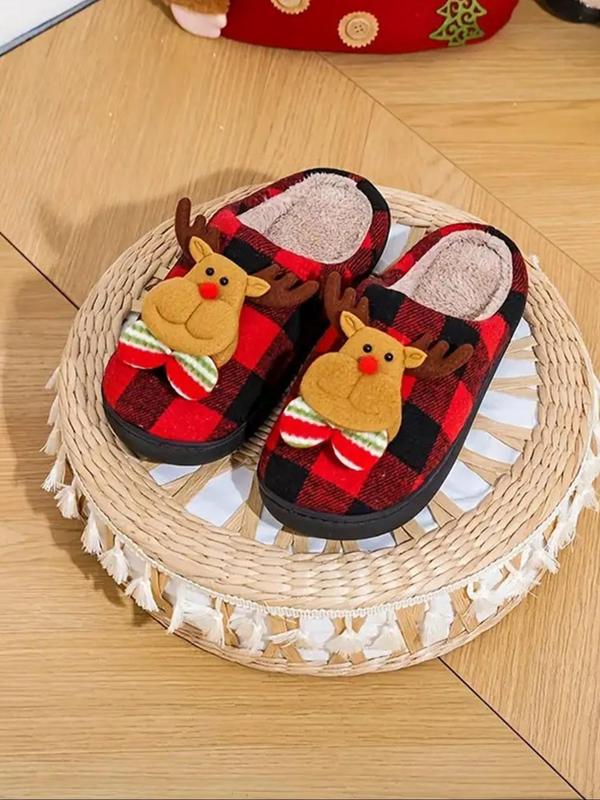 Christmas Themed Cartoon Santa Face Fuzzy Cushioned Slippers for Women, Cute Plush Christmas Tree & Deer & Snowman Graphic House Slippers for Indoor Outdoor, As Girlfriend Gifts