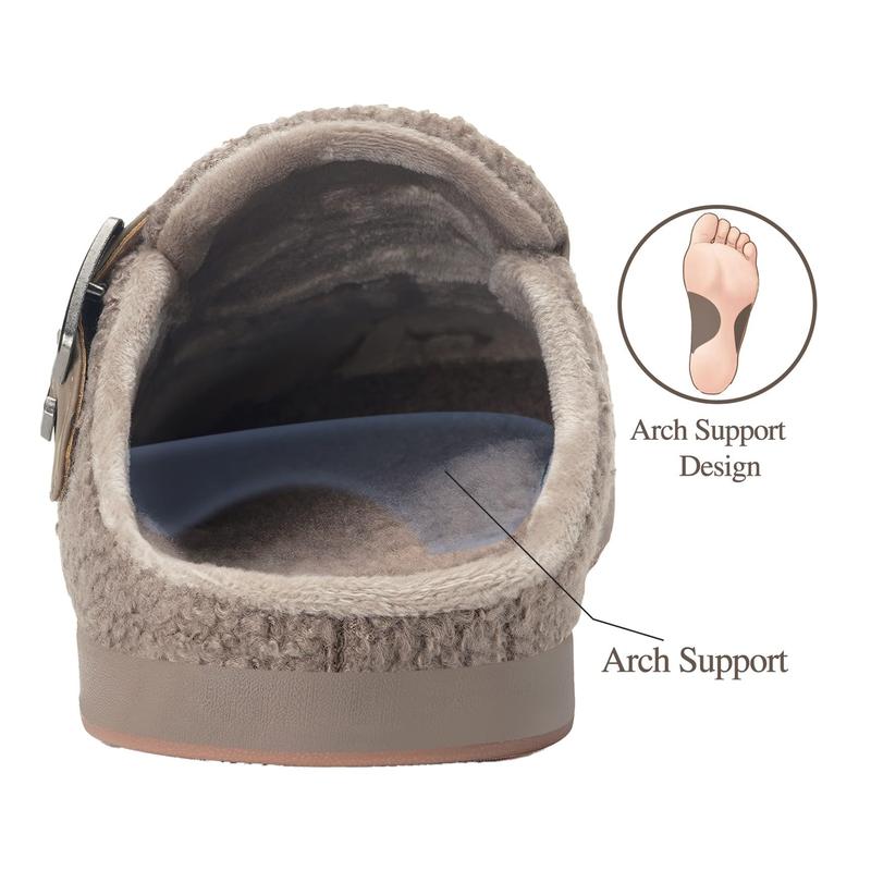 Men's Women's Fuzzy Fleece Lined Orthotic Arch Support Adjustable Buckle House Slippers Clogs for Plantar Fasciitis Indoor Outdoor Comfy Winter Slip On Slippers Footwear Walking Shoes Footwear Walking Shoes sherpa slippers