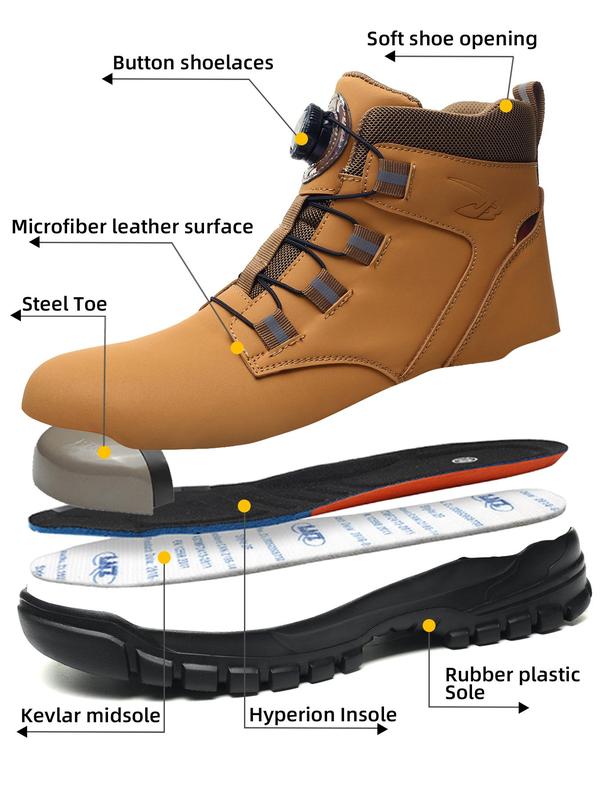 Men's Steel Toe Cap Work Shoes, Breathable Comfortable Safety Shoes, Non-slip Safety Shoes for Outdoor Work