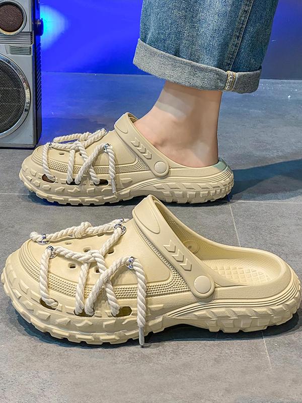 Men's Casual Lace Up Clogs, 2024 New Style Fashionable Comfortable Clogs for Summer Beach Vacation, Breathable Comfortable Shoes for Outdoor Daily Wear