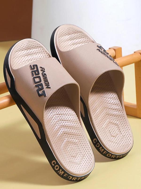 Men's Letter Pattern Slides, Casual Comfortable Non-slip Slippers for Indoor Outdoor Beach Shower, Soft Comfy Slippers for Daily Wear